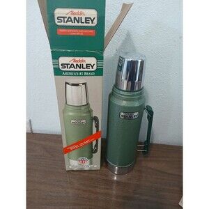 Vintage Aladdin Stanley Thermos Original Box A-944DH 1 QT Bottle Stopper, Handle